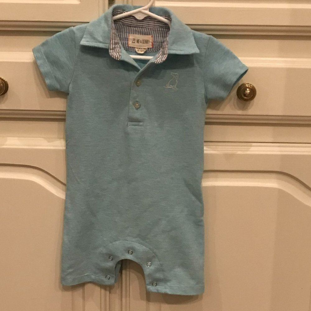Me & Henry Blue Romper, 6/12 months